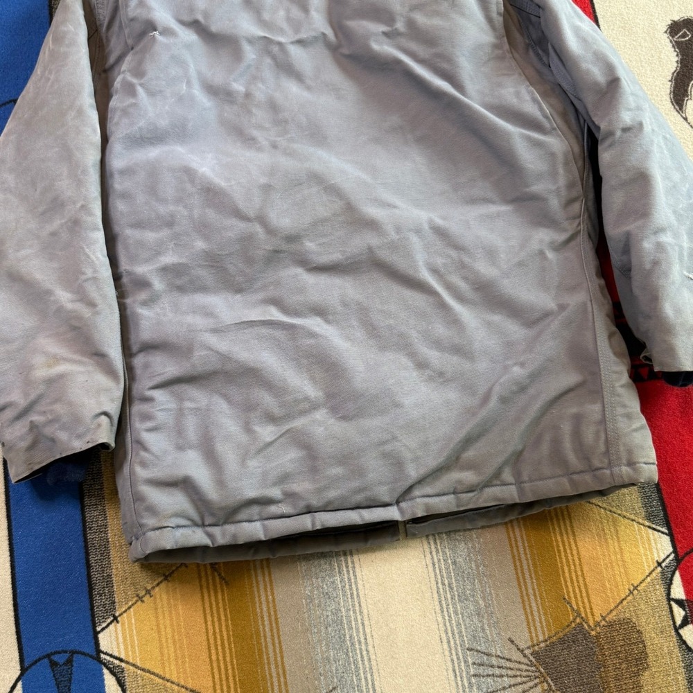 Carhartt Arctic Quilt Lined Duck Traditional Coat Blue Gray Vintage Made in USA - Picture 13 of 16